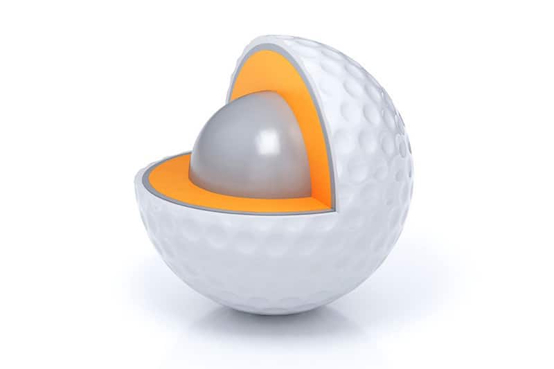 schematic view of sliced golf ball layers